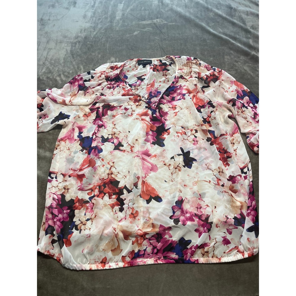 Lane Bryant Floral Print Blouse Top Plus Size 22/24 Sheer‎ Multicolor